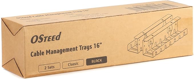 Under Desk Cable Management Tray 2 Pack Black, Home & Office Standing Desk Cord Organizer