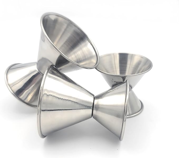 Metal Magery Stainless Steel Double Jiggers 1 & 2 oz, 3/4 & 1-1/2 oz, 1/2 & 1 oz Bar Jiggers Set of 3 for Cocktail Liquor Measuring