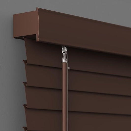 2 Inch Cordless Room Darkening Faux Wood Blind - 53.25" W x 60" L - Walnut, Over 1,000 Custom Sizes Starting at 18.97, Inside or Outside Mount, Venetian Shades for Interior Windows by Lumino