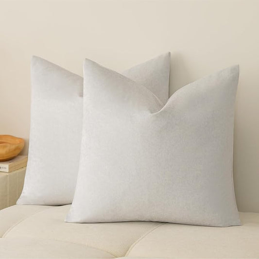 a moment Pack of 2 White Stain-Resistant Throw Pillow Covers Pet-Friendly Pillowcases Cushion Covers for Sofa Couch Bed Outdoor Waterproof 20x20 Inch