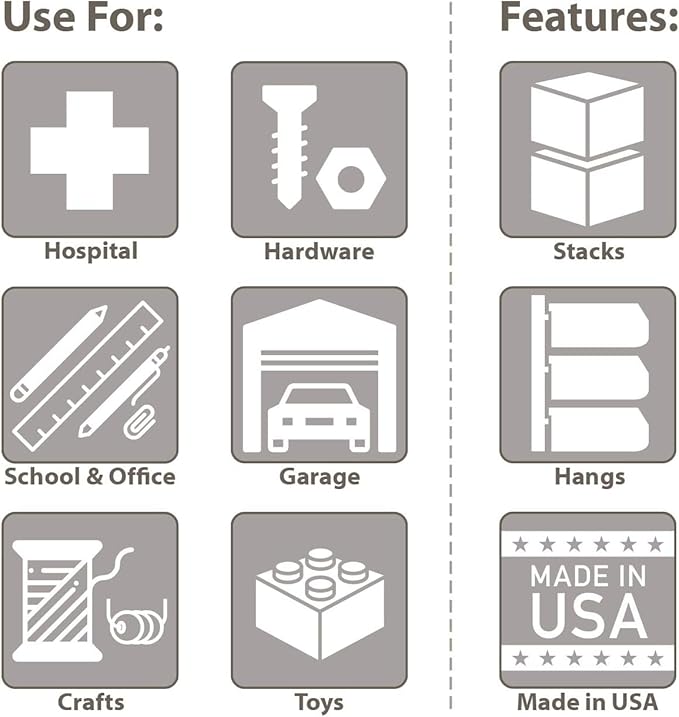 Akro-Mils 30234 AkroBins Plastic Storage Bins, Space-Saving Stackable Bins for Garage, Pantry, Craft Organization, 15" x 5" x 5", Red, 12-Pack