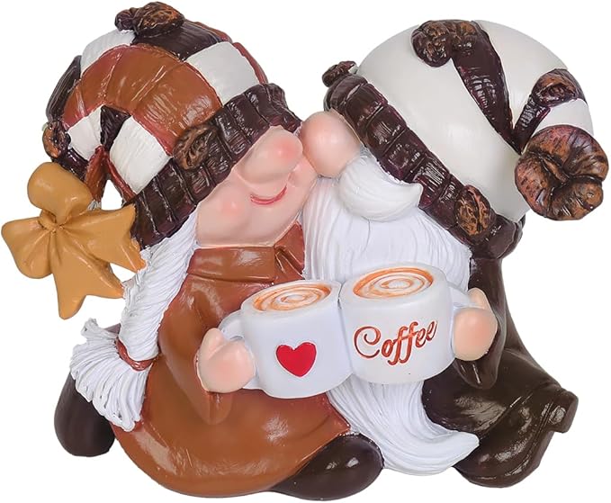 Coffee Bar Decor Gnomes - Handcrafted Resin Gnome Figurine for Home-Spring,Summer,Autumn and Winter Gnome Decorations Gifts-for Coffee Lovers