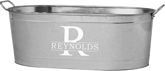 Let's Make Memories Personalized Beverage Tub - Custom Beverage Tub - Customize With Name & Initial - Galvanized Drink Tub - 20 ¾"L x 11 ¾"W x 7" H - 5.5 Gallons