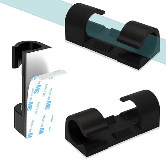 60 Pcs Black Cable Clips with 3M Adhesive, Wire Holders Under Desk, Cord Management for Wall, Car, Ethernet, PC, Christmas Light Indoor/Outdoor