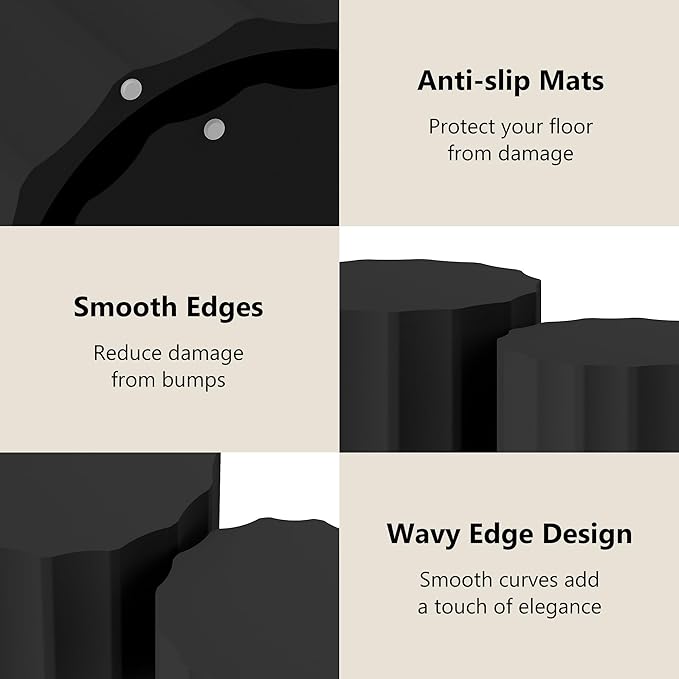 Nesting Coffee Table Set of 2, Round Coffee Tables, Space-Saving Modern Circle Coffee Tables, Side End Table for Living Room, Bedroom, Balcony, Office, Black