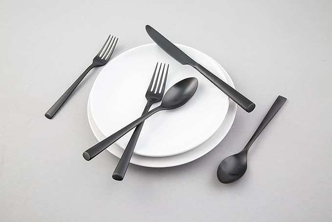 Cambridge Silversmiths Gilda Black Satin 20-Piece Flatware Set, Service for 4