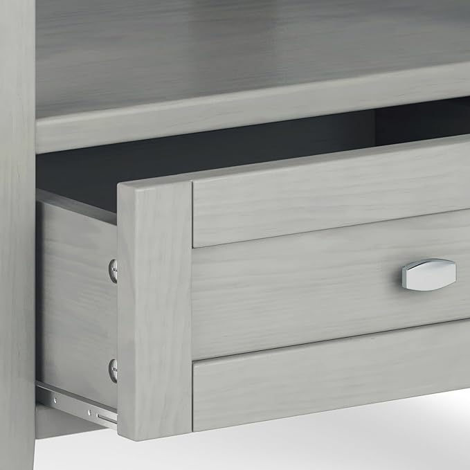 SIMPLIHOME Warm Shaker SOLID WOOD 20 Inch Wide Rectangle Transitional End Side Table in Fog Grey, For the Living Room and Bedroom
