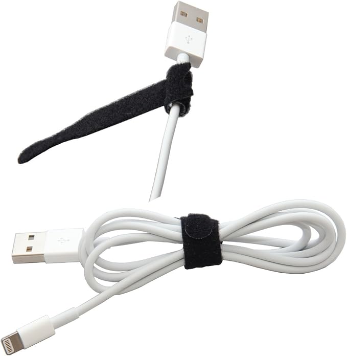 Reusable Cable Ties 1/2" x 8" for Cable Management and Organizing Cords - 60 Pack (Black)