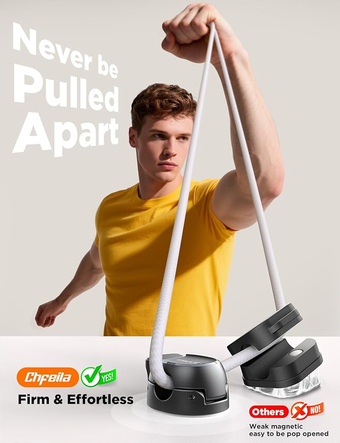 8Pack Cord Organizer [Dual Spring & Clasp, Max Secure] Cable Clips - Chfeila Cable Management, Adhesive Phone Charging Wire Holder for Nightstand/Wall, Home Office Desk Accessories Decor Essentials