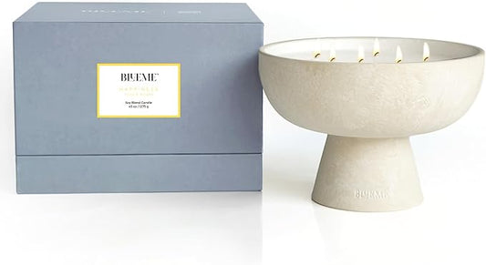 BLUEME Yuzu & Ginger, Luxury Candle w/Essential Oils, 6 Wick, Hand-Poured Soy, Cotton Wick, Ceramic