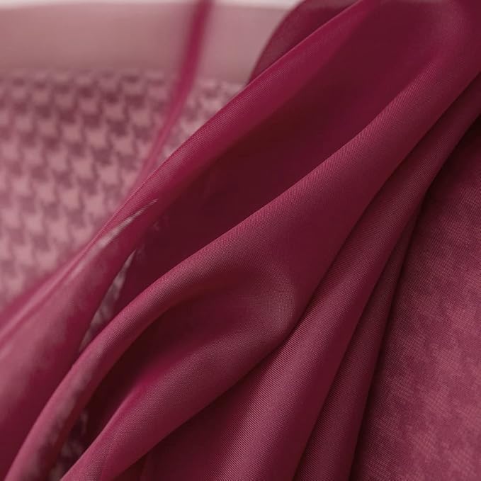 MIULEE Short Sheer Curtains 30 Inch Length for Kitchen Bathroom Cafe Half Window Treatment, Rod Pocket Tier Curtains 2 Panels, 29x30 Inches Long, Maroon Red