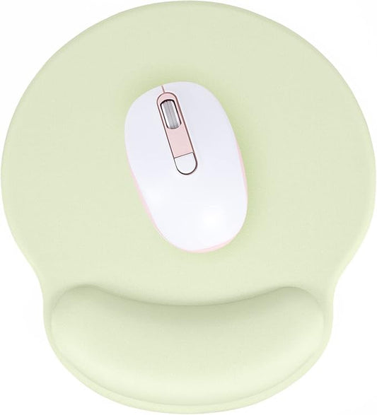 Hsurbtra Ergonomic Mouse Pad with Wrist Rest Support, Gel Mouse Pads with Non-Slip PU Base, Pain Relief Memory Foam Computer Mat, Cute Office Supplies Desk Decro Accessories, Lake Green