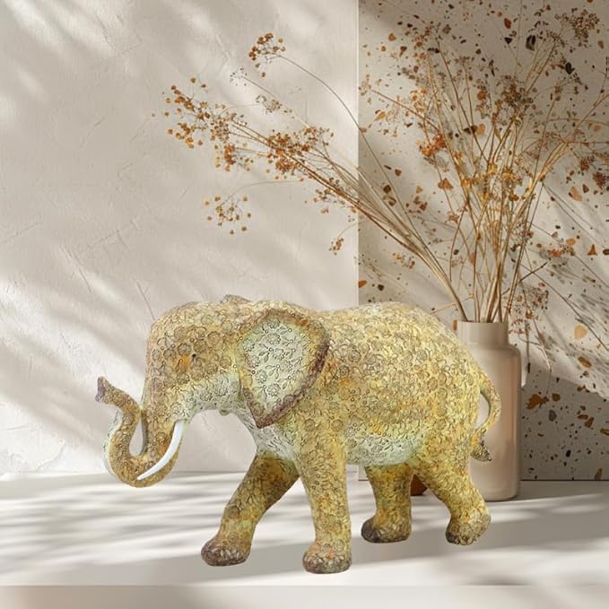 17-inch Resin Elephant Statue - Classic Decorative Sculpture for Home Decor, Living Room & Bookshelf Ornament