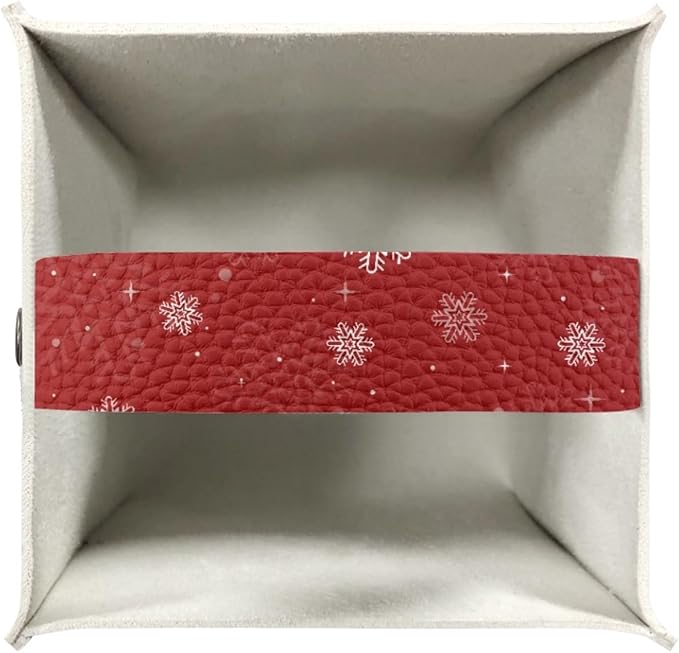 Christmas Square Tissue Box Cover Aesthetic Desk Decor for Home Office Car, PU Leather Tissues Cube Boxes Holder Bedroom/Bathroom/Kitchen Facial Napkin Holder Storage