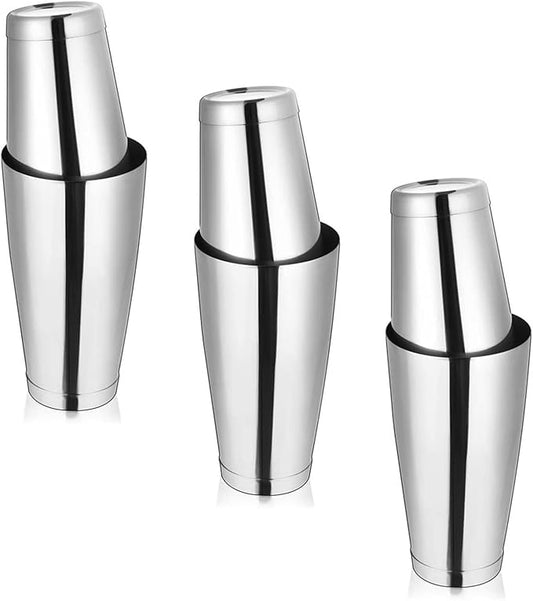 6 Pcs Cocktail Shakers Professional Bar Shaker Boston Shaker Set Martini Shakers Drink Mixer Shake for Drink Mixing 18 oz, 28 oz (Silver)