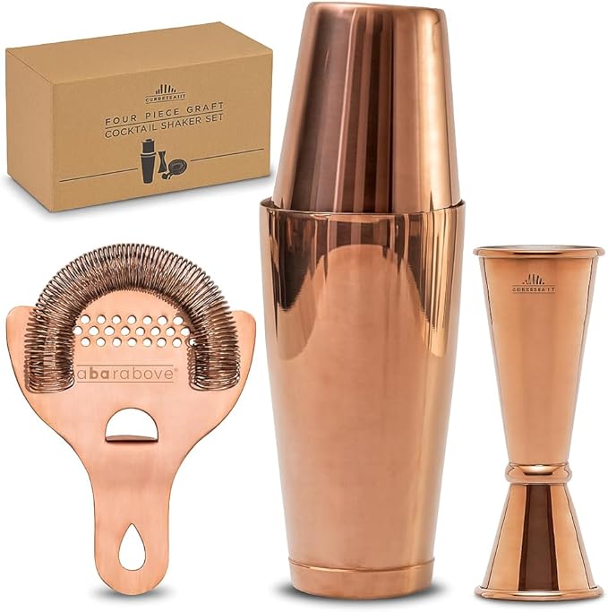 A Bar Above 4-Piece Cocktail Shaker Set, for Professional and Home Bar, Premium Bar Kit Gifts, Includes Strainer, Japanese Jigger, and Boston Shaker Set