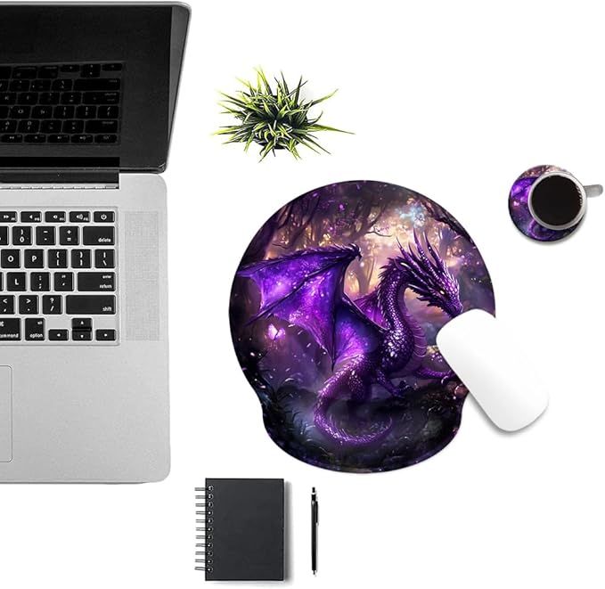 Mouse Pad with Wrist Support, Ergonomic Mouse Pad with Memory Foam Wrist Rest Cushion, Non-Slip Rubber Base Gaming Mice Pad for Home Office Computer Laptop,Dragon