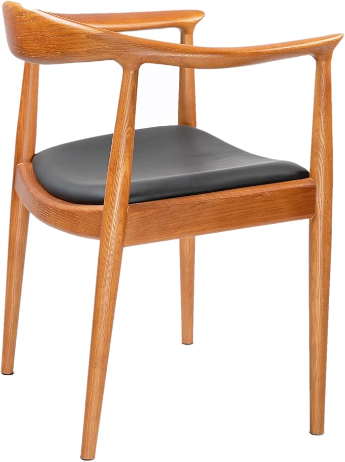 Kennedy Armchair Upholstered Dining Chair, Presidential Mid-Century Modern Accent Chair in Chestnut