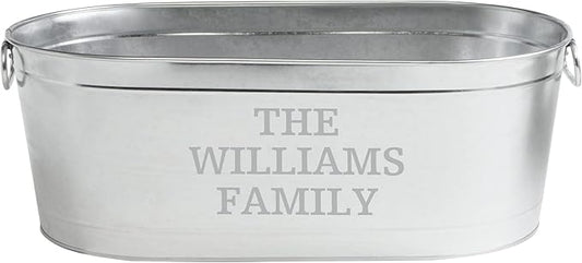 Let's Make Memories Personalized Beverage Tub - Custom Beverage Tub - Customize With Family Name - Galvanized Drink Tub - 20 ¾"L x 11 ¾"W x 7" H - 5.5 Gallons
