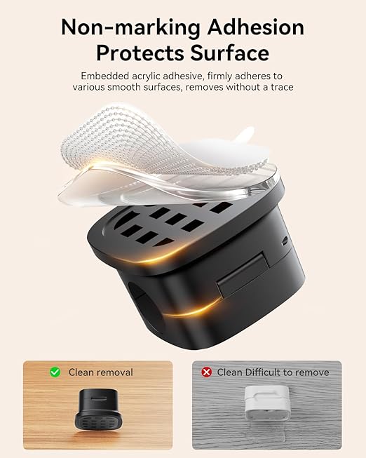 6 Pack Cable Management Cord Organizer,Magnetic Cable Clips-1s Lock,Rocoren Desk Adhesive Cord Cable Clip Wire Holder Keeper for Phone Charger Wire,Nightstand,Car,Office,Desktop Accessory,Black