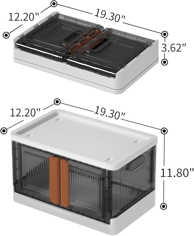 HAIXIN Plastic Storage Containers, Stackable Closet Organizers and Storage, Folding Bookshelf for Bedroom, 8.4 Gal Collapsible Laundry Organizer, 4 Pack