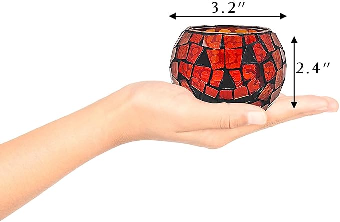 SHMILMH Halloween Candles Holder Set of 4, Grimace Tealight Holders, Handmade Mosaic Pumpkin Glass Votive Candle Holders for Halloween Table Centerpiece Home Decor