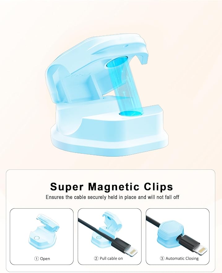 8 Pack Cord Organizer - Cord Holder for Nightstand - Cable Clips - Magnetic Cord Organizer, for Desk, Nightstand, Phone Charger, Computer, Home, Office, Car