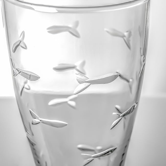 Rolf Glass School of Fish 16oz Beer Pilsner | Set of 4 | Craft Beer Glasses | Designed and engraved in the USA