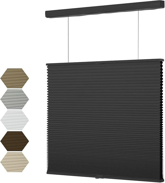 MYshade Top Down Bottom Up（TDBU） Cellular Shades, 1.5 inch Cordless Blackout Honeycomb Pleated Blinds for Windows Home Bedroom Office, Light Control, Thermal Insulated, 32" W x 72" H, Black
