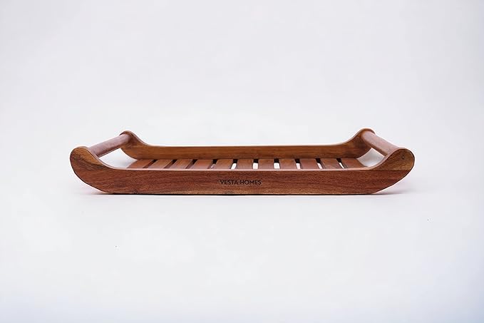 Vesta Homes Vesta Homes Teak Wood Serving Tray for Home,Kitchen,Restaurant,Office Organizer,Dining Table, Premium Wooden Trays, 18" x 12", Extra Large, Handmade In India (Brown)(Extra Large)
