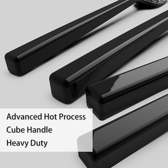 Cubic Black 20-Piece Silverware Set, 18/10 Forged Stainless Steel Flatware, Mirror Polished Modern Cutlery Set, Service for 4, Dishwasher Safe