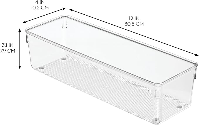 iDesign Plastic Drawer Organizer Bins - Storage for Kitchen, Bathroom, and Desk Drawers - Set of 6 - Clear