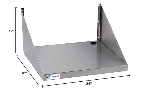 Stainless Steel Microwave Shelf, 18"x24" 200 lb Heavy Duty Metal Appliance Wall Mount Floating Shelving, Commercial Microwave Rack for Kitchen, Restaurant and Hotel