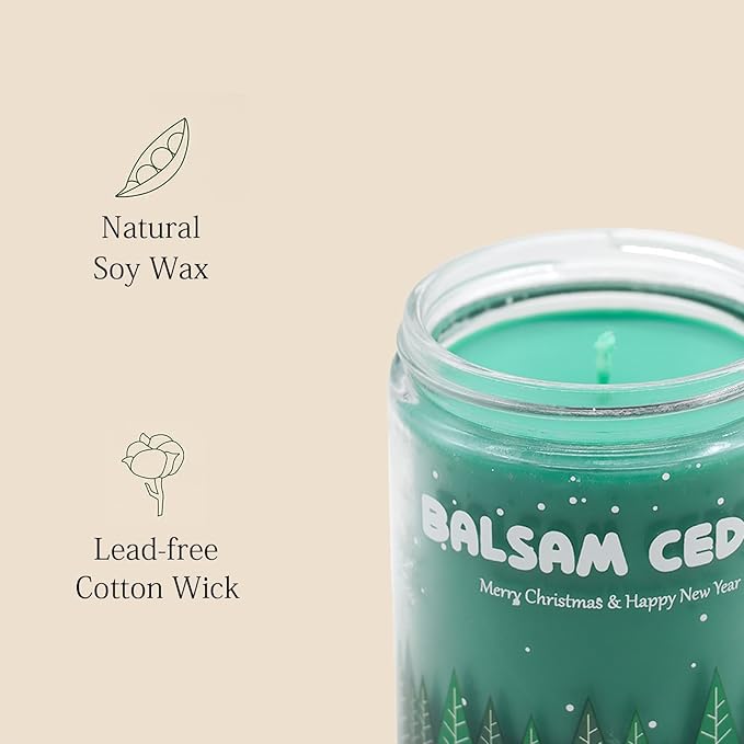 Christmas Candles - Christmas Gifts for Women & Men, 4 Pack Natural Soy Wax with Holiday Scents, Perfect for Xmas, New Year, and Winter Décor