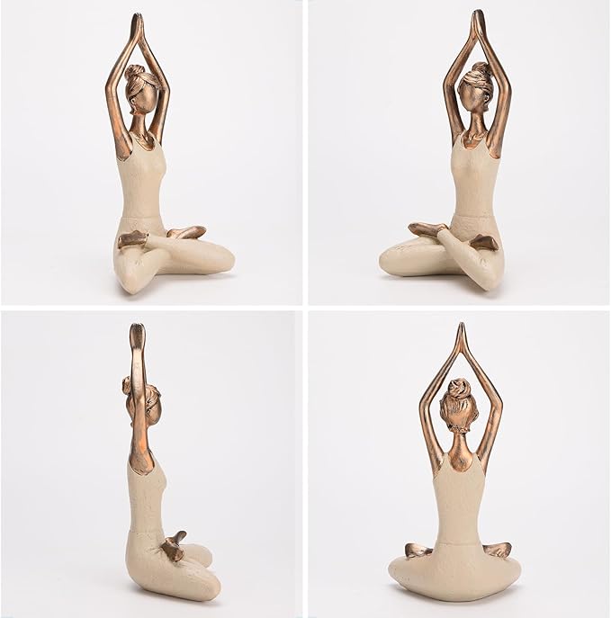 BRABUD Resin Yoga Girl Statue 10.2''(H) Meditation Zen Modern Figurine Home Bedroom Bookself Living Room Desk Decor Collectible Gift TQSHBS36