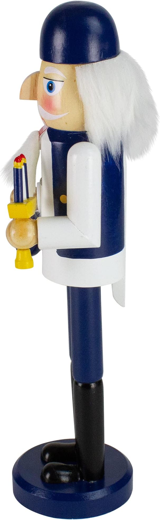 Northlight 14" Blue and White Wooden Hanukkah Nutcracker with Dreidel and Menorah