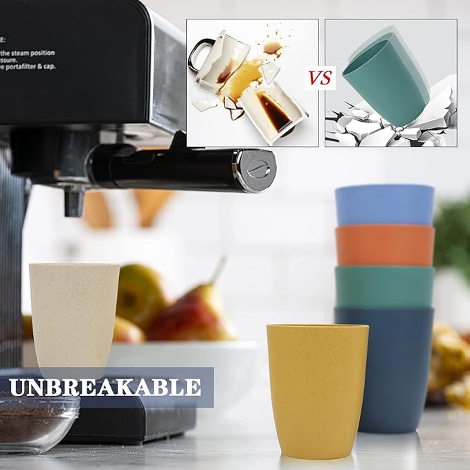 Homienly Wheat Straw Cups Alternative to Plastic Cups - Set of 6 Unbreakable Drinking Cup Reusable Dishwasher Safe Water Glasses Cups for Kitchen Tumblers Kitchen Essentials(20 OZ)