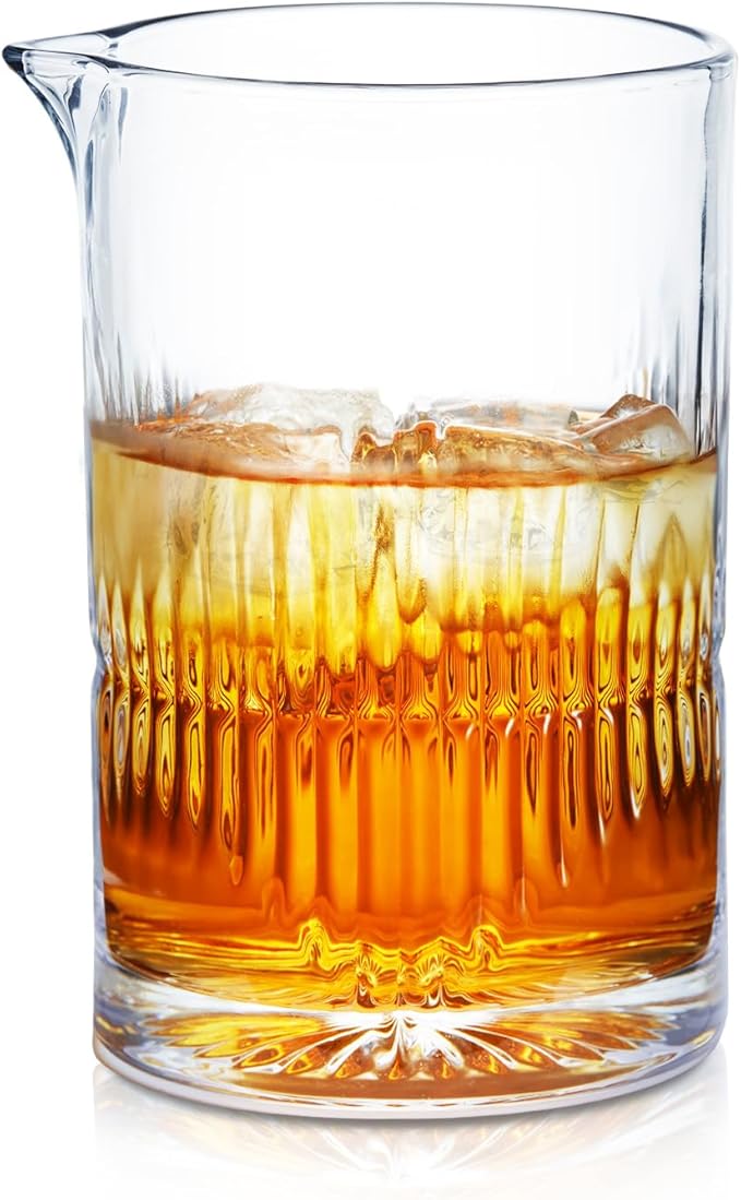 KITESSENSU Premium Cocktail Mixing Glass 23oz - Crystal Cocktail Mixer Bar Accessories to Mix & Stir - Heavy Duty Mixing Pitcher with Weighted Bottom - Classic Bar Tools Bartender Accessories