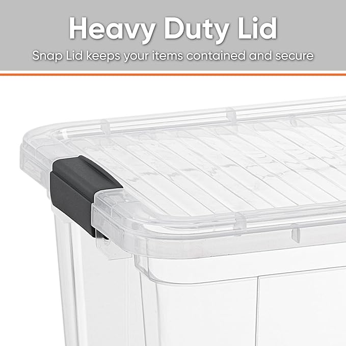 Superio Storage Bins with Lids- 5 Pack, 1.85 Qt Clear Boxes for Organizing, Stackable Plastic Containers- BPA Free, Non-Toxic, Odor Free, Organizer for Home, Office, Dorm