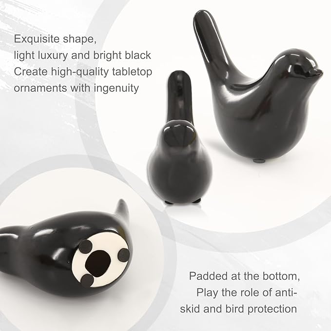 4-Pack Minimalist Shelf Decor Bird Figurines Small Animal Statues， Bird Decor for Home in Matte Black & White, Abstract Bird Figurines Home Decor Set for Tabletops, Shelves, and Desks