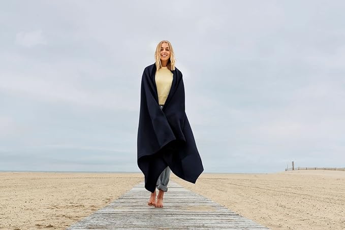 MV Sport Lightweight Sweatshirt Blanket Throw – Warm & Cozy, Breathable Oversized Fleece Knit, Couch, Bed, Travel, Cold Nights, and Outdoors – Soft Light Weight Blanket 54" x 84" Navy