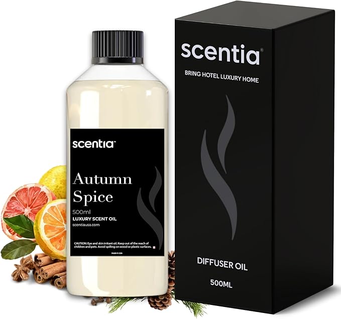 Scentia Autumn Spice Essential Oil – 500ml Fall Blend with Pumpkin Spice Notes | Diffuser Oil for Home, Halloween & Thanksgiving Décor | Aromatherapy, Candle & Soap Making