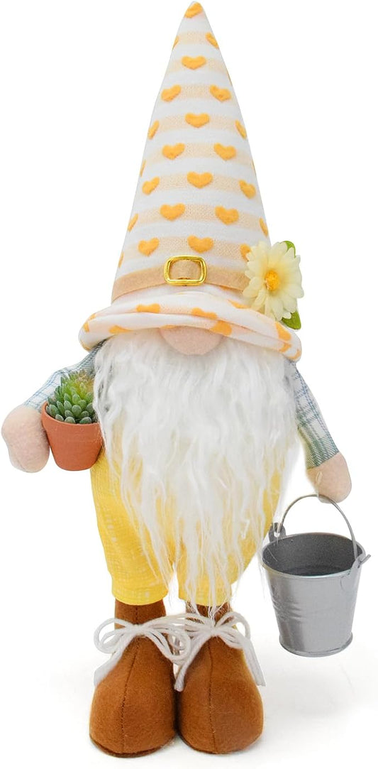15 Inches Farmhouse Garden Gnome Plush Decoration Handmade Stuffed Plant Gnomes Doll Swedish Tomte Succulent Bucket Gonk Figurine for Indoor Home Office Decor