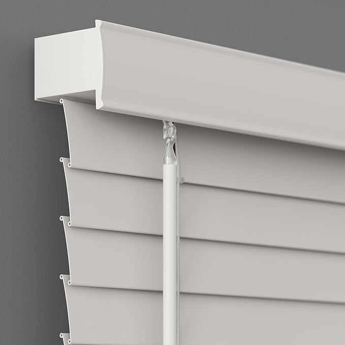 2 Inch Cordless Room Darkening Faux Wood Blind - 18" W x 48" L - Gray, Over 1,000 Custom Sizes Starting at 18.97, Inside or Outside Mount, Venetian Shades for Interior Windows by Lumino