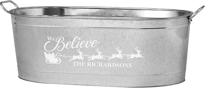 Let's Make Memories Personalized Beverage Tub - Christmas Party - We Believe - Metal - Engraved - 5.5 Gallons