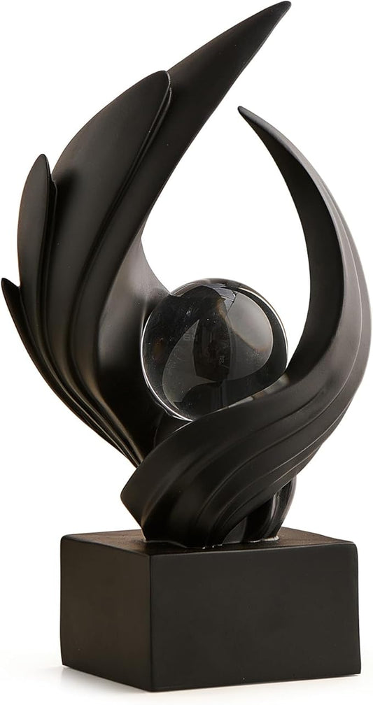 Abstract Art Sculpture, Resin Gold Decorative Statue, Modern White Ornaments for Living Room, Decorativas Modernas for Coffee Table, Entryway & Office Collectibles (Black)