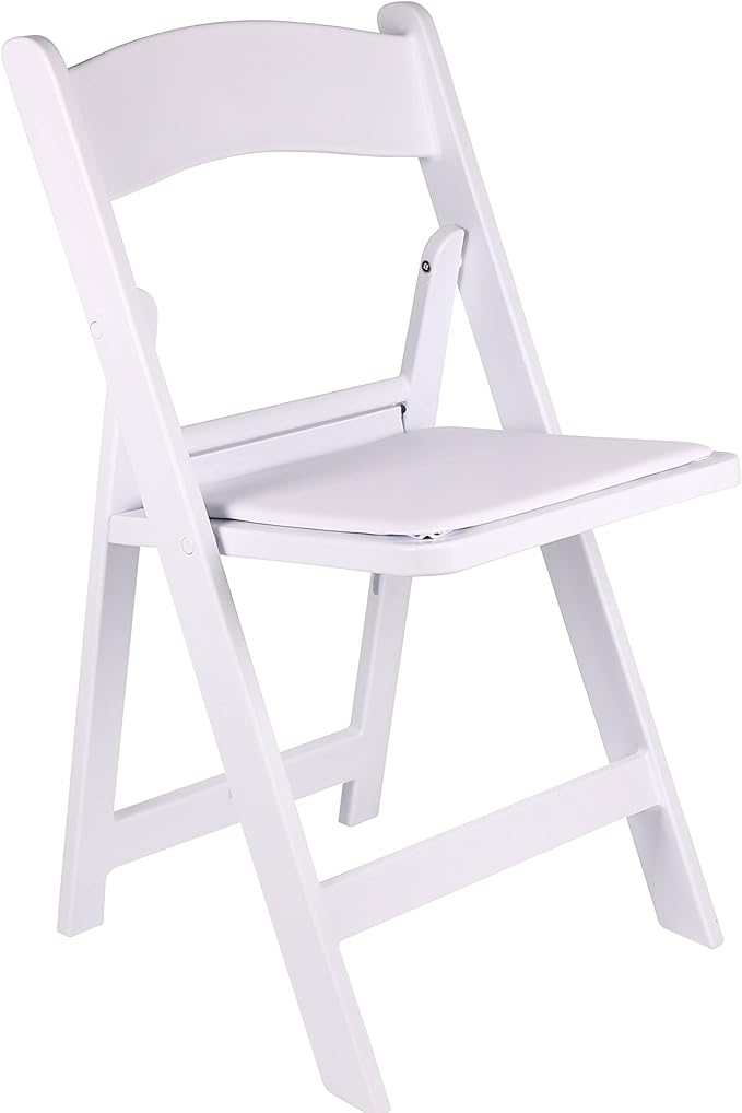 BTEXPERT White Resin Folding Event Chairs - Set of 4, 1000 lb Weight Capacity, Padded Seats, Stackable, Lightweight & Durable Indoor/Outdoor for Home Dining Party Wedding Picnic Camping Church