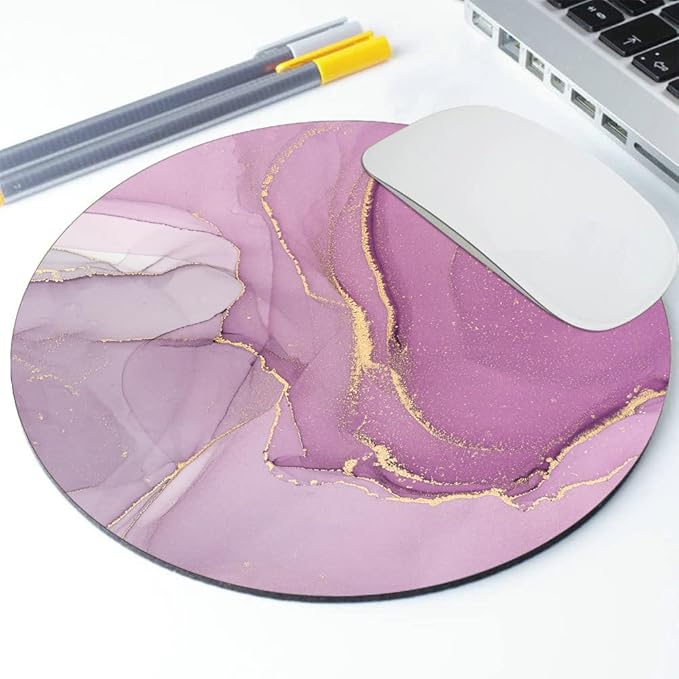 Light Purple Marble Round Mouse pad Customized Mousepad Non-Slip Rubber Base Mouse Pads for Computers Laptop Office Desk Accessories Mouse pad