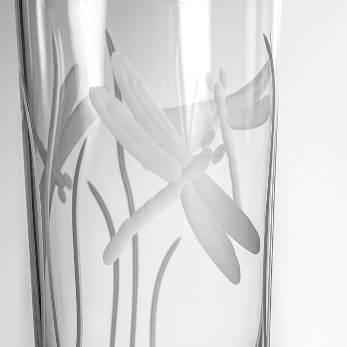Rolf Glass Dragonfly Highball Glass 15 ounce - Set of 2 Cooler Glasses – Lead-Free Glass - Etched Drinking Glass with Heavy Base - Made in the USA