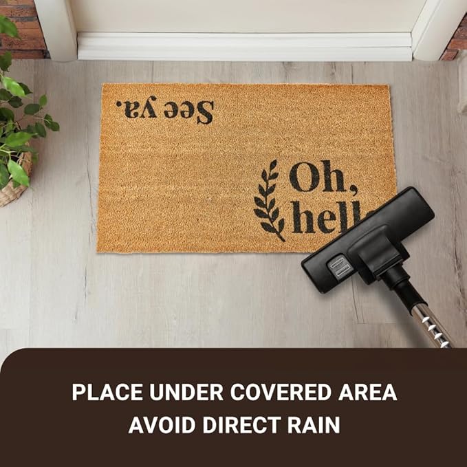 KANKUN Coco Coir Door Mat with Heavy Duty Backing, Welcome Doormat (17" x 30"), Doormat Entrance (Welcome Oh Hello)